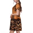 thumbnail image 2 of Fotbe Coffee Beans Vestido Largo de Moda para Mujer, Vestido Tipo Camiseta con Manga Corta y Estilo Casual a Rayas y Bloques de Color, 2 of 6