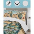 thumbnail image 3 of Quilts Queen Size Bedding Set, Turtle Seaside Reversible Summer Quilt 3 Pieces, Coastal Waves Starfish Summer Beach Nautical Lightweight Bedspreads Coverlets with 2 Pillow Shams for All Seasons, 3 of 5