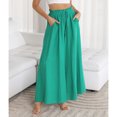 thumbnail image 2 of Pantalones de pierna ancha para mujer, pantalones de playa de Color puro con volantes y cordón elástico de cintura alta para fiesta, oficina y compras, 2 of 8