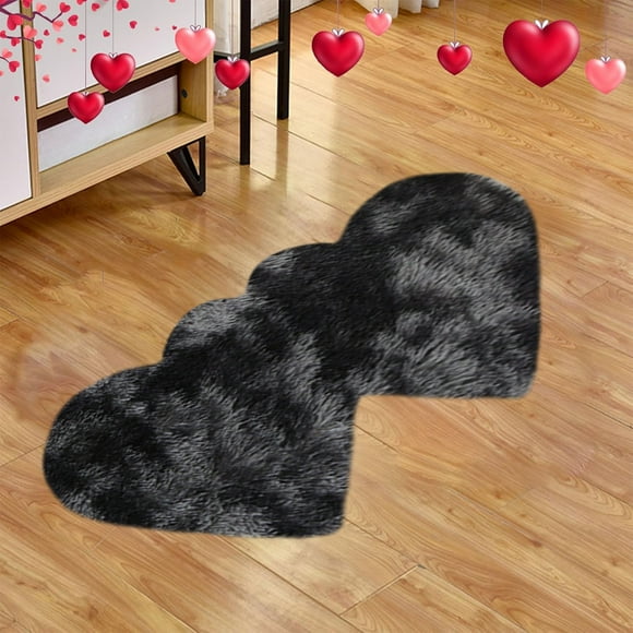 Suncoda Polyester Rug, Valentine's Day Fluffys Rugs for Bedroom 40X20in Machine Washable Living Room Rug Carpet Heart Shaped Bedside Rug Rugs Non Slip Carpet Mats Home Decor