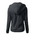 thumbnail image 3 of Leadmall Women's Jackets Full Zip Hoodies Solid Long Sleeve Hooded Sweatshirt Fall Casual Sweatshirts Jacket Winter Warm Fleece Hoodies Jackets Coat Sweater Outwear Y-Y7 Dark Gray S, 3 of 3