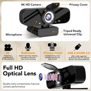 4K Webcam for PC, Ultra HD 4K Collaboration and Streaming Webcam, PDAF Autofocus, Noise-Cancelling Mics, 105° FOV, Auto Light Correction, USB-A, Privacy Cover, Conferencing and Video Calling