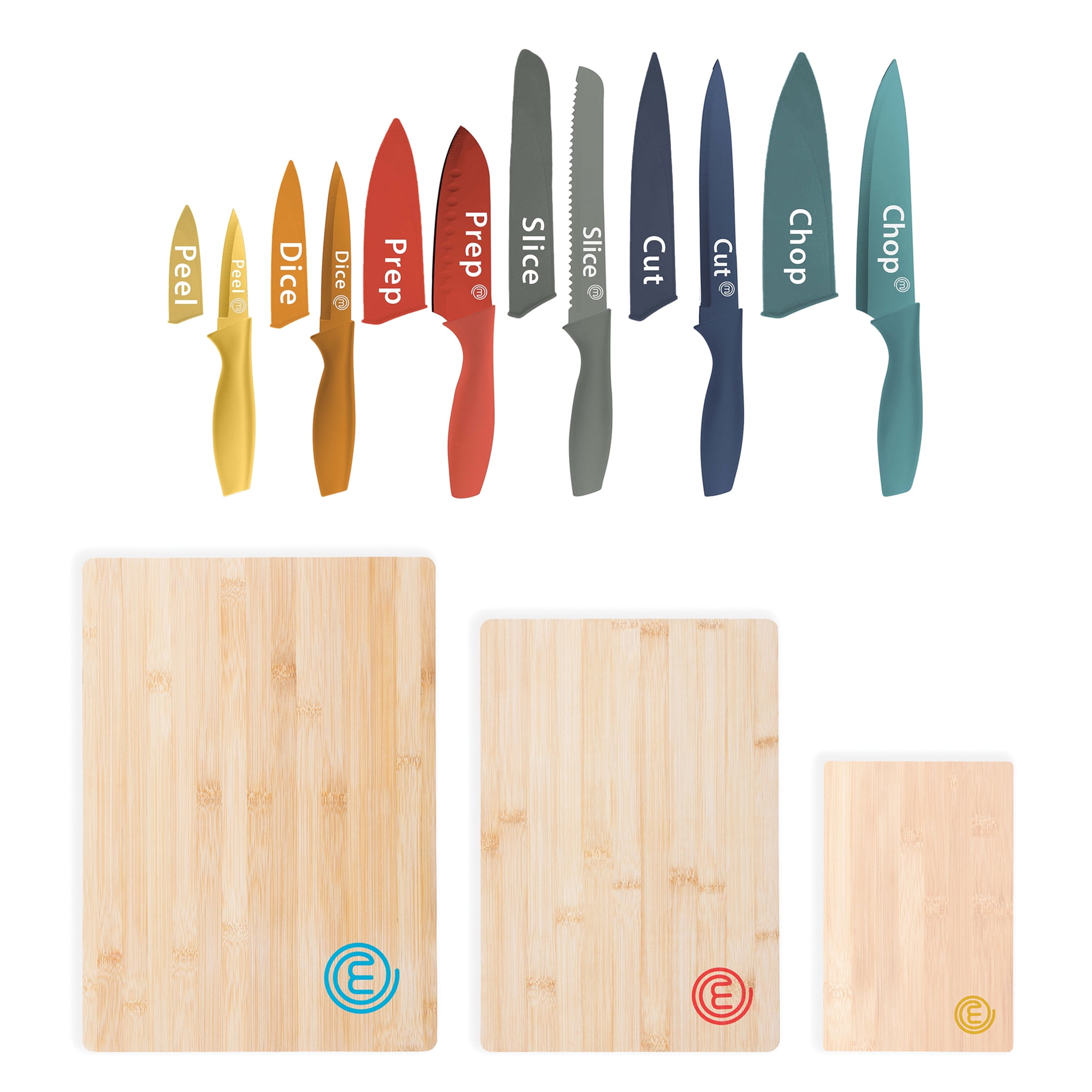 Buy MasterChef 15 Piece Knife & Board Set, 6 Knives with Sleeves and 3