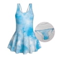 thumbnail image 4 of Uorisanigo Girls Swimsuits One Piece Sleeveless Blue Marble Print Polyester and Spandex Fabric Swimwear Size 5-6 with Skirt Swim Dress Summer Beach, 4 of 6