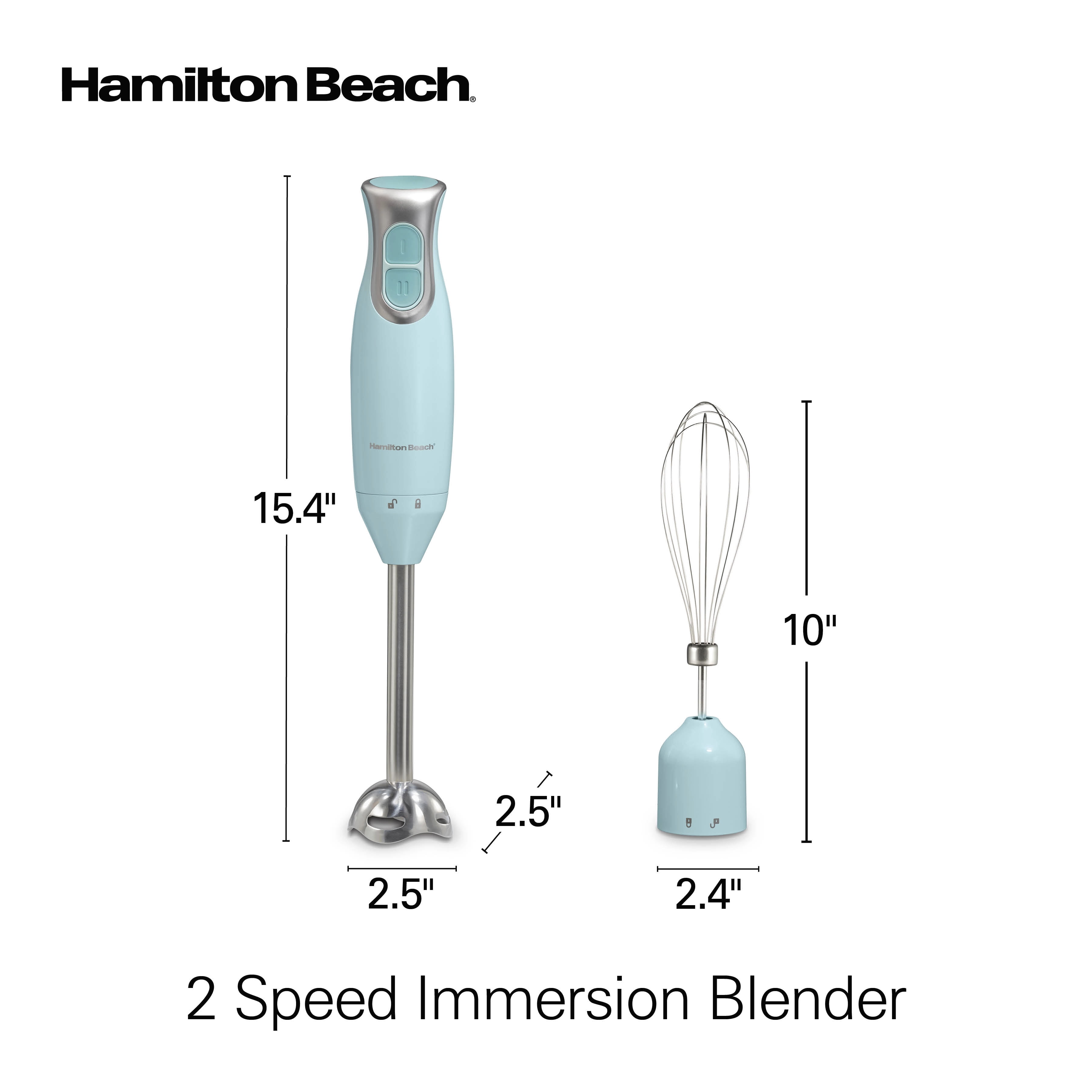 Hamilton Beach Immersion Blender, 260 W 2-Speed Hand Blender for Kitchen with Stainless Steel Blending Wand and Whisk, Ice Blue