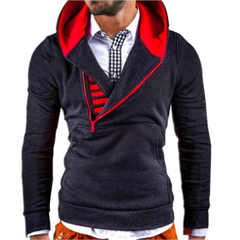 slanted zipper hoodie