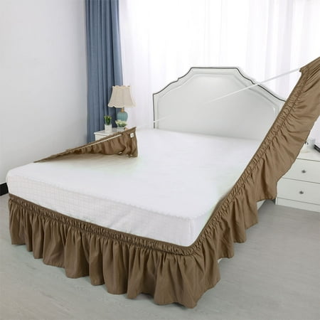Ruffle Wrap Around Bed Skirt 3 Sides Dust Ruffle 15 Inch Brown Queen ...