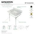 thumbnail image 4 of Kingston Brass KVPB3022M8SQ0 Edwardian 30" Carrara Marble Console Sink with Brass Legs (8-Inch, 3-Hole), Carrara Marble White/Matte Black, 4 of 5
