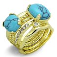 thumbnail image 1 of Alamode LO3650-9 Bague en Laiton Doré pour Femmes avec Synthétique en Bleu Mer - Taille 9, 1 of 1