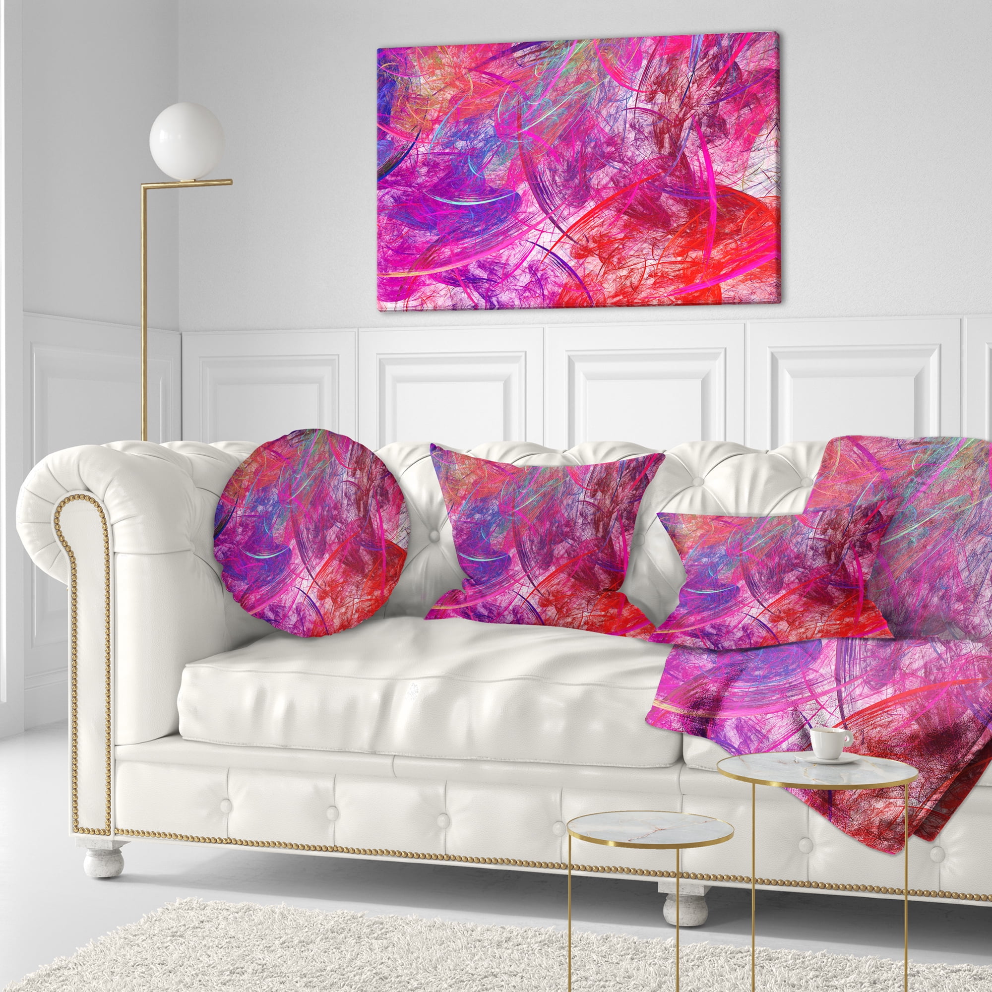 Designart Red Swirling Clouds - Abstract Throw Pillow - 12x20