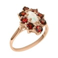 thumbnail image 1 of LBG British Made 9k Rose Gold Natural Opal & Garnet Womens Anniversary Ring - 33 size options - Size 8.5, 1 of 5