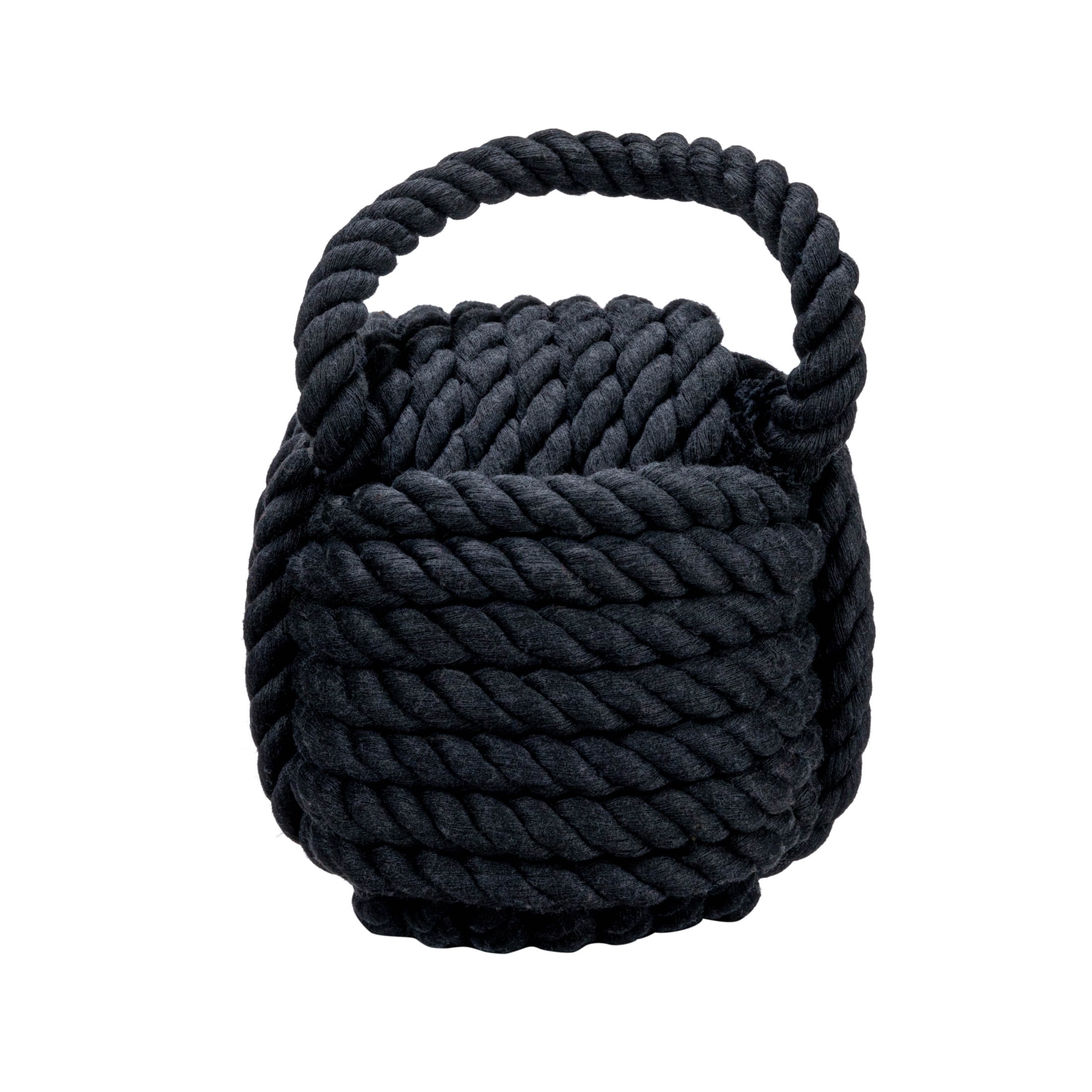 Creative Co-Op Nautical Rope Knot Decorative Cotton Door Stop, Black