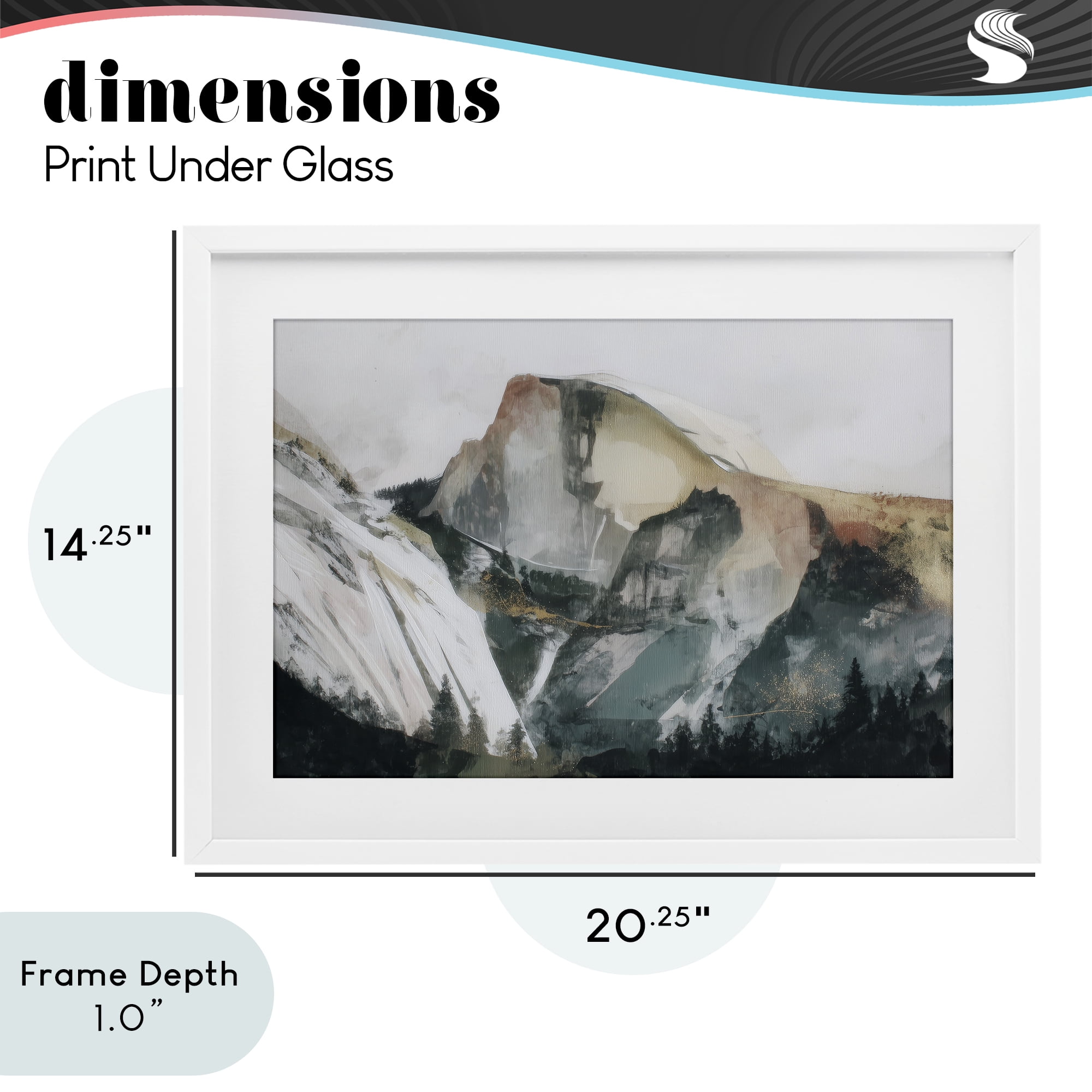 Stupell Industries Abstract Sierra Nevada Mountain White Framed Print Under Glass, design by Chromatic Storm Studio