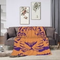 thumbnail image 2 of XMXY Fleece Throw Blanket for Couch, Tiger Texture Pattern Yellow Purple Lightweight Plush Fuzzy Cozy Soft Bed Blankets and Throws for Sofa, 60"x50" inches, 2 of 8