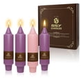 thumbnail image 2 of Smokeless Advent Candles Purple Candlesticks -Pink Candle Stick Short Tapered Candles 5 inches Christmas Advent Pillar Candle for Holidays, Church, Devotional, Celebration, Party, Set of 4, 2 of 6