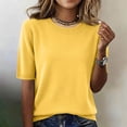 thumbnail image 2 of Dwellite Women's Spring Summer Lightweight Short Sleeve Trendy Business Casual Knit Solid Tops Pullover Sweaters Ginger L, 2 of 7