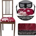 thumbnail image 2 of Seat Covers for Dining Room Chairs Stretch Printed Chair Seat Covers Set of 4, Removable Washable Upholstered Chair Seat Protector Cushion Slipcovers for Kitchen, Office(Red+Flowers), 2 of 6