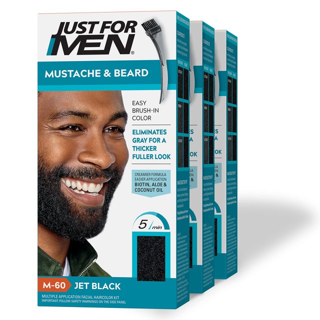 Tinte para barba solo para hombre, bigote y barba, negro azabache M-60 x3