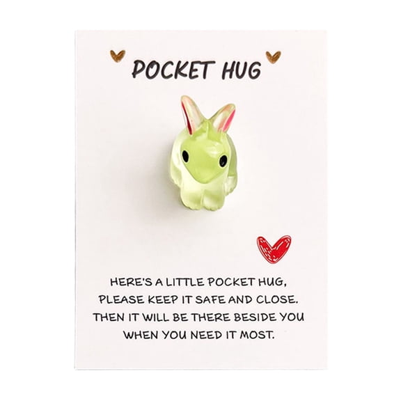 Easter Pocket Hug Bunny Card - 2.16in Inspirational Encouragement Gift, Cute Desktop Decor with Affectionate Messages