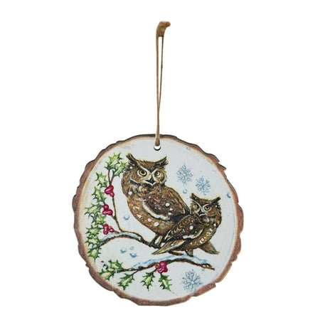 

christmas decorations decor clearance outdoor indoor Lovely Christmas Round Wooden Hanging Night Scenery Printed Pendant