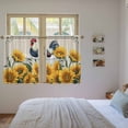 thumbnail image 3 of Bathing Roosters Kitchen Curtain for Berdoom Living Room Cafe 54 Inch Length, Farmhouse Sunflower Vintage Burlap Tiers Curtains Light Filtering Drapes Rod Pocket Window Treatment 2 Panels 52"Wx54"L, 3 of 8