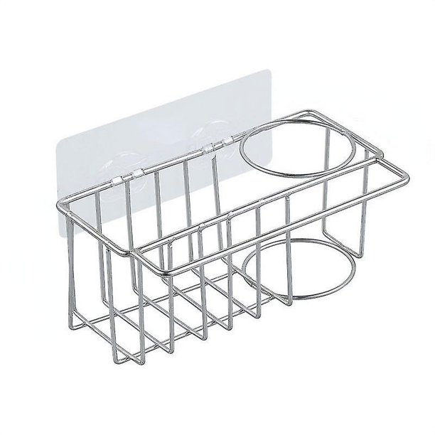 Estante de almacenaje para fregadero de cocina, soporte de esponja de acero inoxidable, organizador de baño de esponja con cepillo autoadhesivo para almacenar paños de cocina