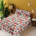 thumbnail image 2 of Ambesonne Tropical Fitted & Flat Sheet with Shams 4 Pcs Set, Modern Shapes Leaves Print, Full, Pale Slate Blue Marigold, 2 of 5