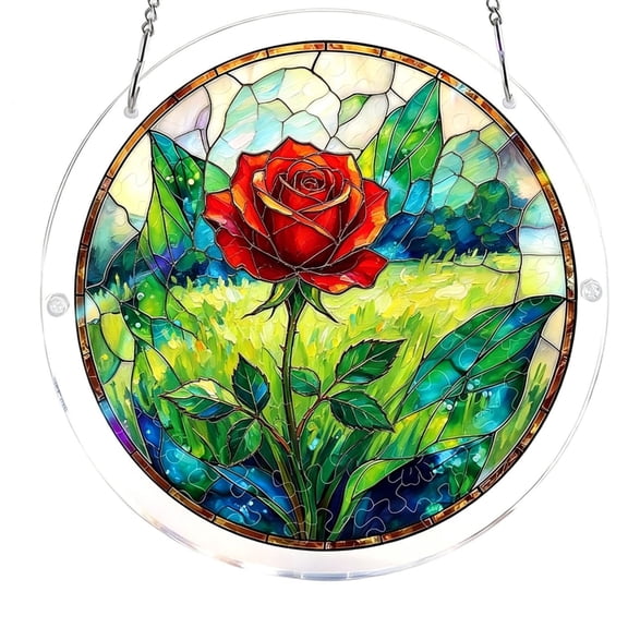 Acrylic Puzzles Floral Suncatcher Window Hanging, 83 Pieces 7.5 Inch Sun Catcher Puzzles Garden Decoration for Women Men Mom Birthday Gift Home Decor