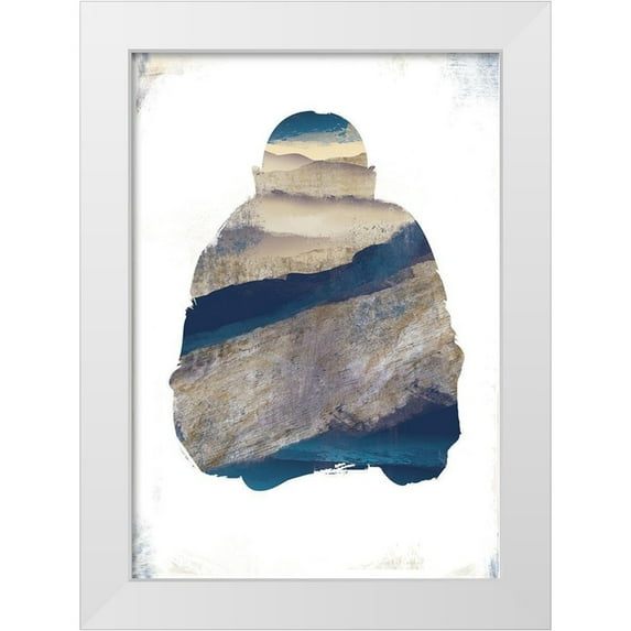 JMB Designs 24x32 White Modern Wood Framed Museum Art Print Titled - Buddha