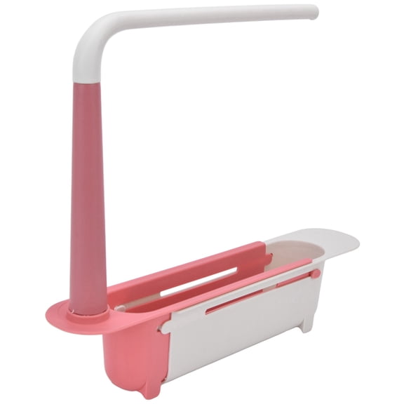 Red Expandable Sink Organizer, Adjustable Kitchen Sink Storage Rack with Towel Bar