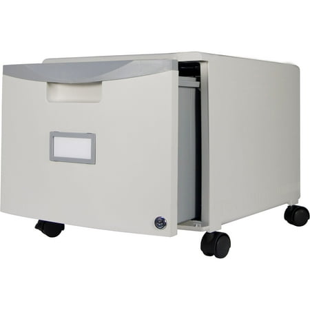Storex 1-drawer Mini File Cabinet + Lock & Casters/Grey