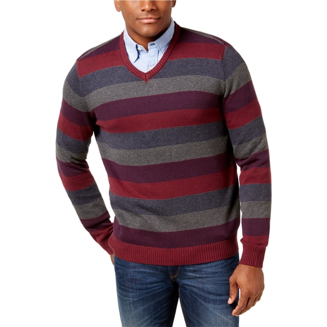 Suéter de punto a rayas para hombre de Club Room, rojo, mediano