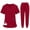 Wine-130228AA, variant on Hearthz Scrubs Sets for Women Stretch Nursing Uniform Top & Jogger Pant Womens Scrub Sets