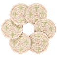 thumbnail image 7 of Yayeee 6 PCS Drink Coasters with Holder Set Woven Absorbent Round Tabletop Hot Pad, Pastel Pink Geometric, 7 of 7