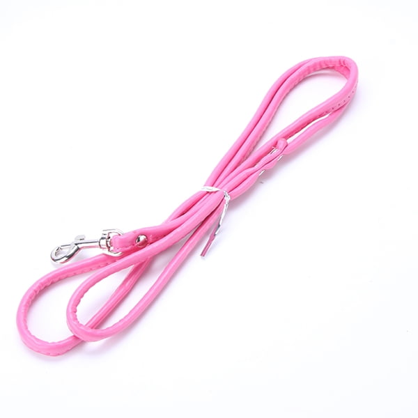 Pet Cat Puppy Dogs Leash Long Smooth PU Leather Leashes Solid Color Dog