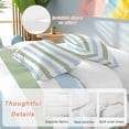 thumbnail image 2 of 3 Piece Sage Green Blue Striped Duvet Cover Set Full Size,Microfiber Comforter/Quilt Cover with Corner Ties and 2 Pillowcases,Farmhouse Sage Green Stripes All Season Soft Bedding with Zipper Closure, 2 of 8