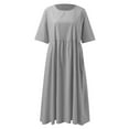 thumbnail image 5 of HXWCHs Robe Courte pour Femme en Mélange de Lin, Robe Décontractée à Manches Courtes avec Poches Latérales GY1 TTTTG, 5 of 5