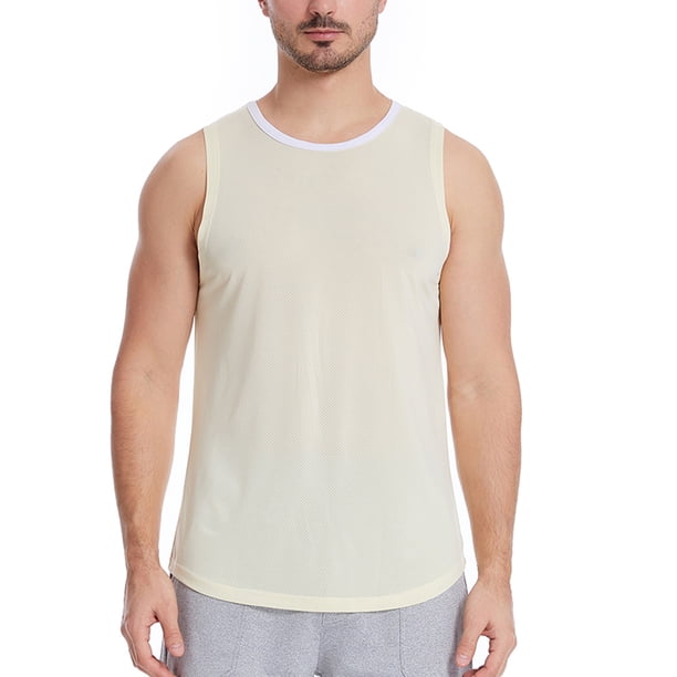 Txlixc - Chaleco de seda helada para hombre, sin mangas, ajustado, para deportes, fitness, tops de fondo Txlixc Moda