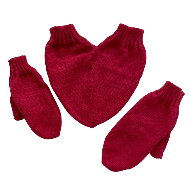Guantes de pareja tomados de la mano, mitones gruesos térmicos para adultos, niños y niñas, puños elásticos Rojo