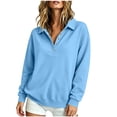 thumbnail image 5 of Warop Women's Lapel Button and Snap Sweatshirt Long Sleeve Loose Casual Pullover for Spring Winter and Daily, 5 of 7