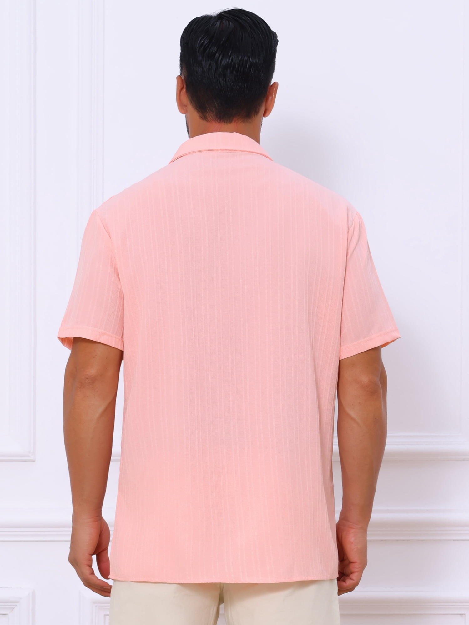 DARING DIVA Men's Short Sleeve Button Down Beach Summer Casual Shirt for Men 2XL Pink