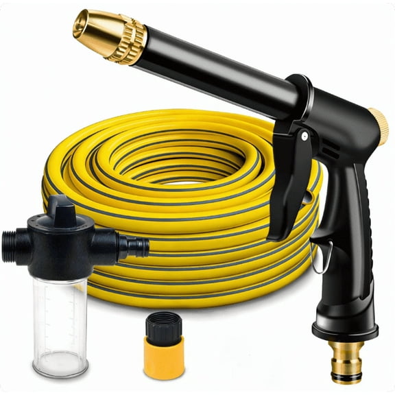 Garden Hose Nozzle with Patterns, Soap Dispenser, Quick Connectors & 16.4 ft Garden Hose, Plastic High Pressure Washer Gun, Water Hose Nozzle Sprayer Heavy Duty, Spray Nozzle for Car