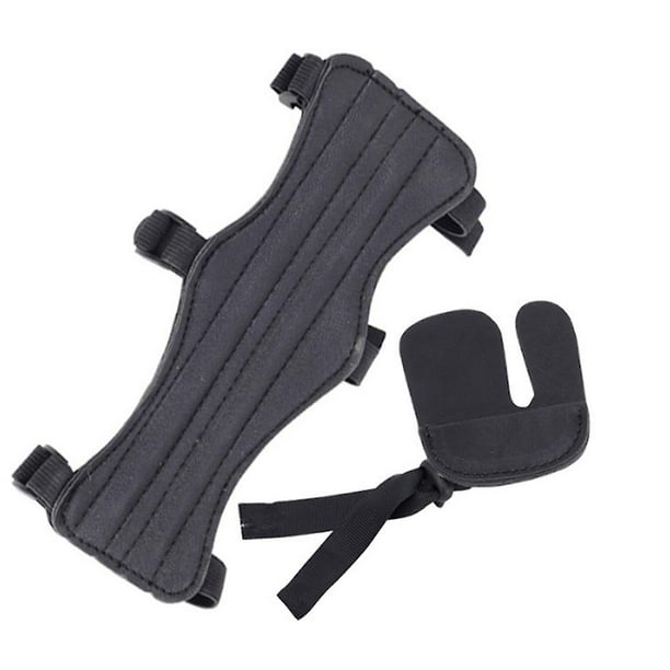 Protectores de brazo de tiro con arco y lengüeta de dedo de flecha, juego de protector de dedo, correas ajustables, Protector de brazo de tiro de arquero para tiro de caza oso de fresa Hogar