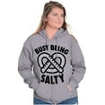 thumbnail image 3 of Busy Being Salty Pretzel Food Pun Zip Up Hoodie Men's Women's Brisco Brands S, 3 of 6