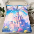 thumbnail image 2 of Manfei Cartoon Castle Twin Sheet Sets for Kids Girls, Kawaii Rainbow Twin Fitted Sheet, Fairy Tale Flat Sheet, Super Cozy Room Decor 3-Piece, 2 of 7