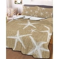 thumbnail image 3 of Quilts Twin-XL Size Bedding Set, Coastal Starfish Lightweight Quilted Comforter, Summer Beach Nautical Ocean Rustic Soft Reversible Bedspread Coverlet with Pillow Covers for All Season, 68" x 98", 3 of 7