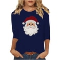 thumbnail image 2 of Ailaofu Hauts pour Femmes à Manches 3/4 Décontractés Coupe Ample Col Rond T-Shirts Mignons Tunique Unie Trois Quarts, 2 of 4