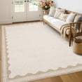 thumbnail image 3 of Nanan 5'x7' Scalloped Area rug Solid Minimalism Carpet, Washable Rug Non-Slip Low-Pile Indoor Mat for Living Room Bedroom Dining Room, Beige, 3 of 8