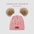 thumbnail image 3 of Gorro de lana para niños pequeños, color puro, giro de invierno, gorros de punto con doble pompón, 0-3 años TUNC Sencillez, 3 of 5