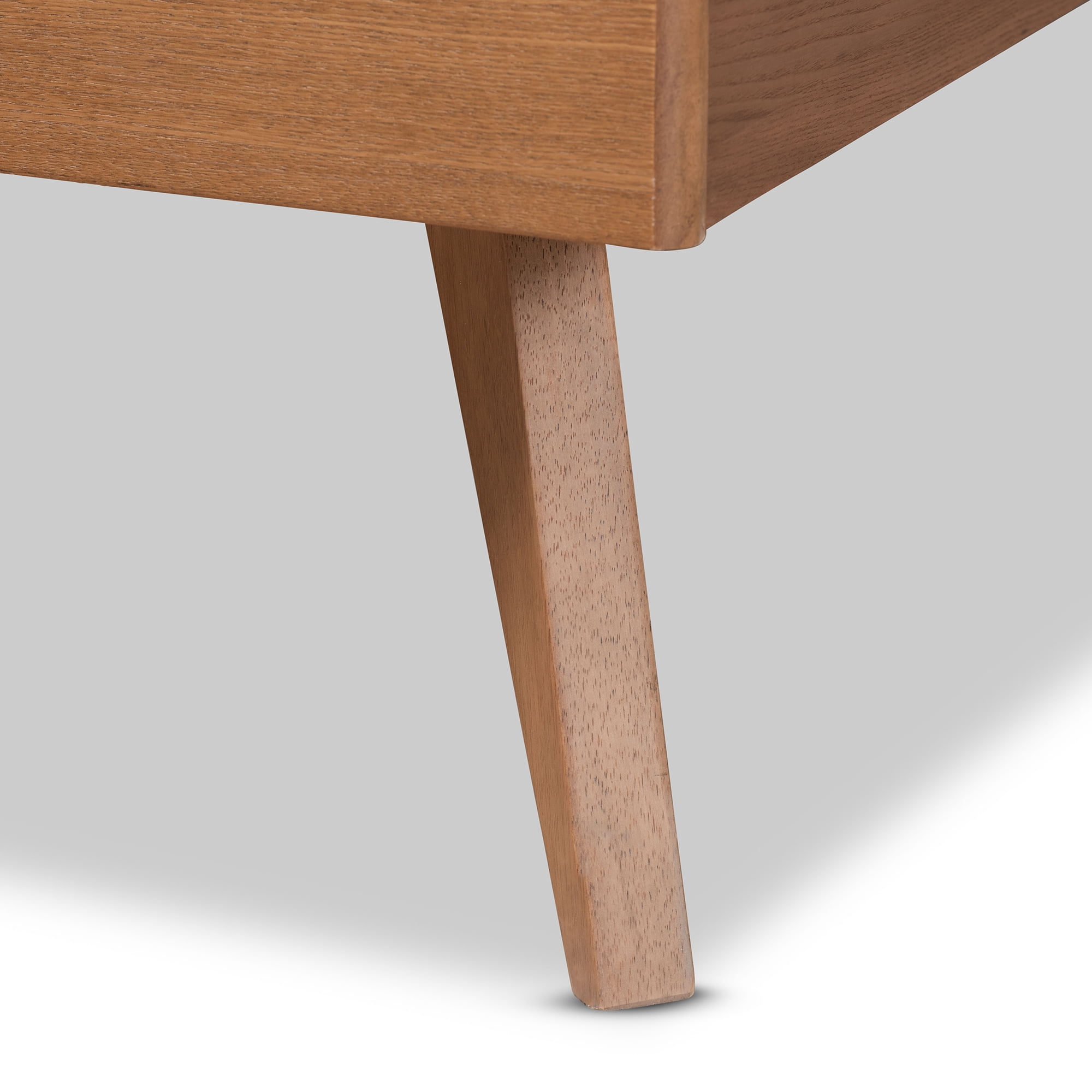 Baxton Studio Shiro Mid-Century Engineered Wood Platform Bed, Full, Ash Walnut